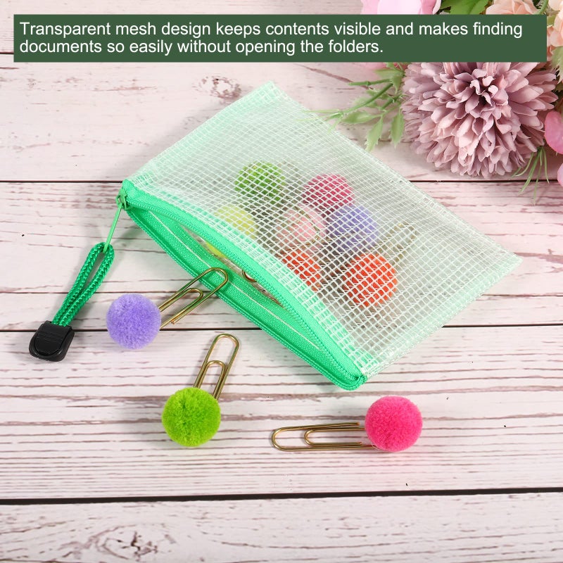 YOKIVE 3 Pack Mesh Zipper Bags, B8 Mesh File Pockets | Plastic Document Pouch, Great for Office Appliances Travel Storage(Yellow) - Image 4